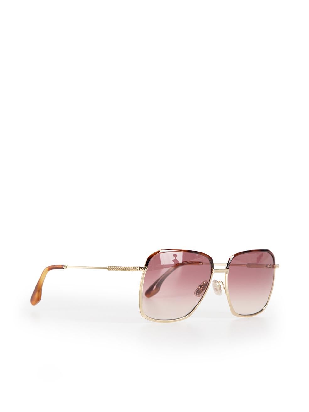 Beige Victoria Beckham Burgundy Square Gradient Sunglasses