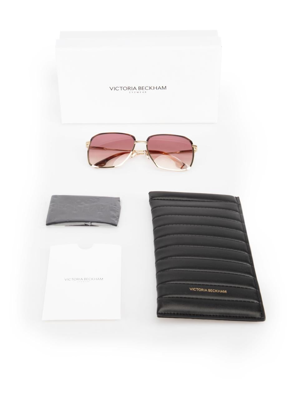Victoria Beckham Burgundy Square Gradient Sunglasses 3