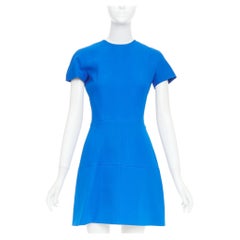 VICTORIA BECKHAM cobalt blue silk structured cap sleeve cocktail dress UK8 S