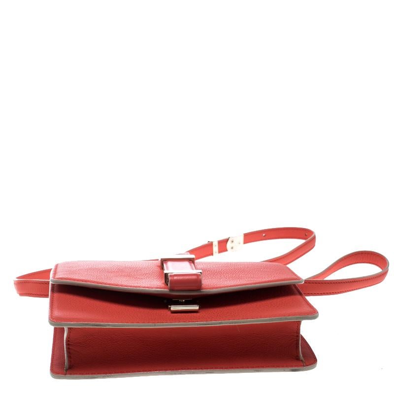 Victoria Beckham Coral Red Leather Mini Crossbody Bag 6