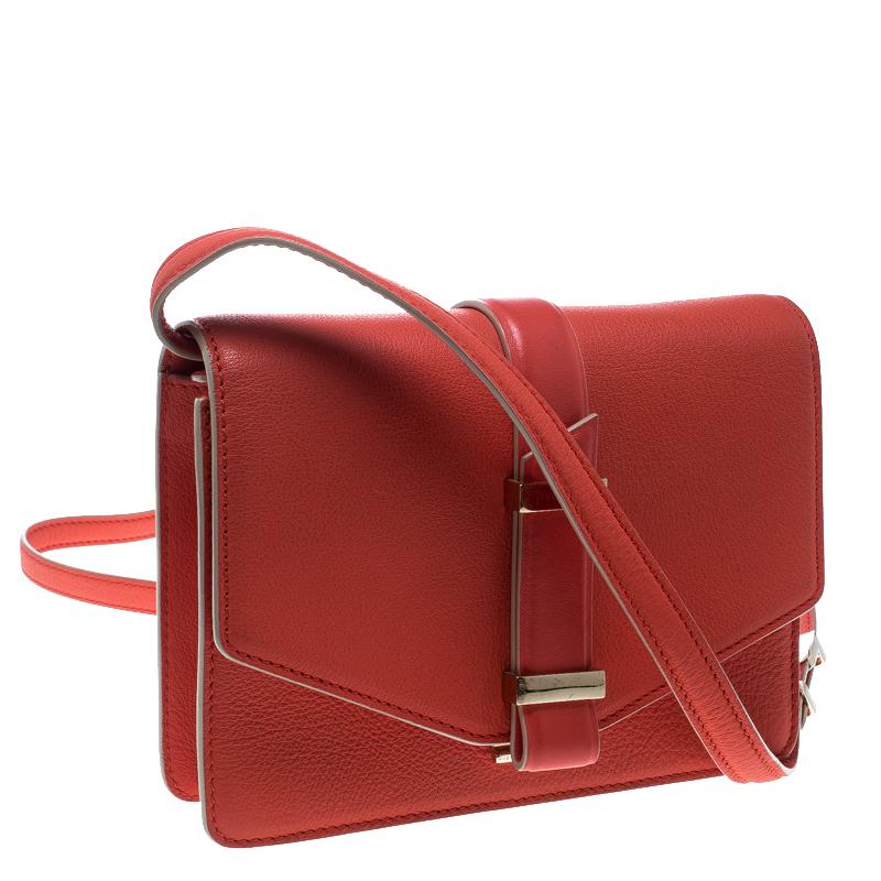 Women's Victoria Beckham Coral Red Leather Mini Crossbody Bag
