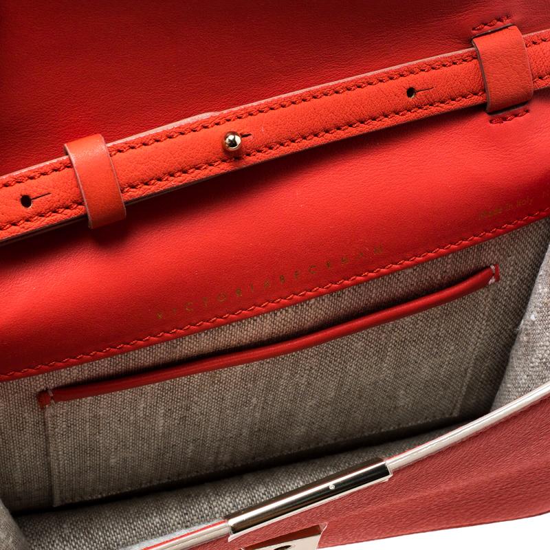 Victoria Beckham Coral Red Leather Mini Crossbody Bag 2