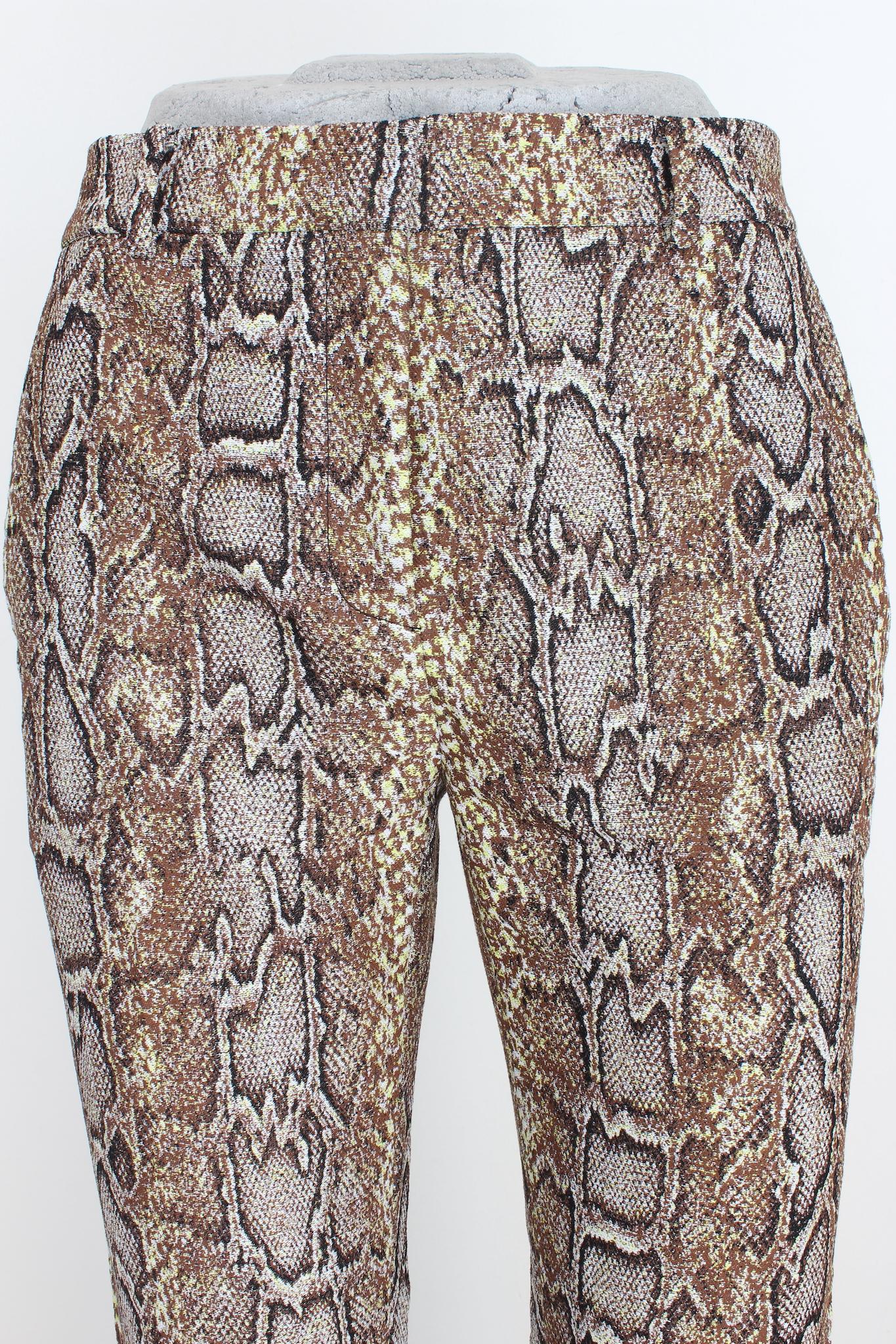 Victoria Beckham Cotton Brown Animalier Python Print Straight Trousers For Sale 2