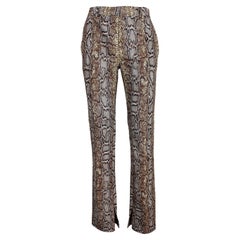 Used Victoria Beckham Cotton Brown Animalier Python Print Straight Trousers