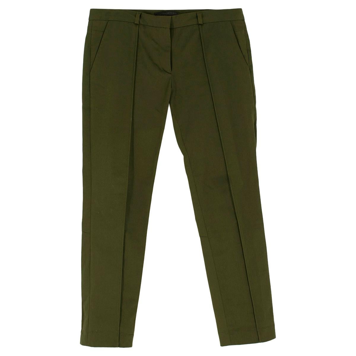 Victoria Beckham Cotton Green Slim fit Trousers 10 UK