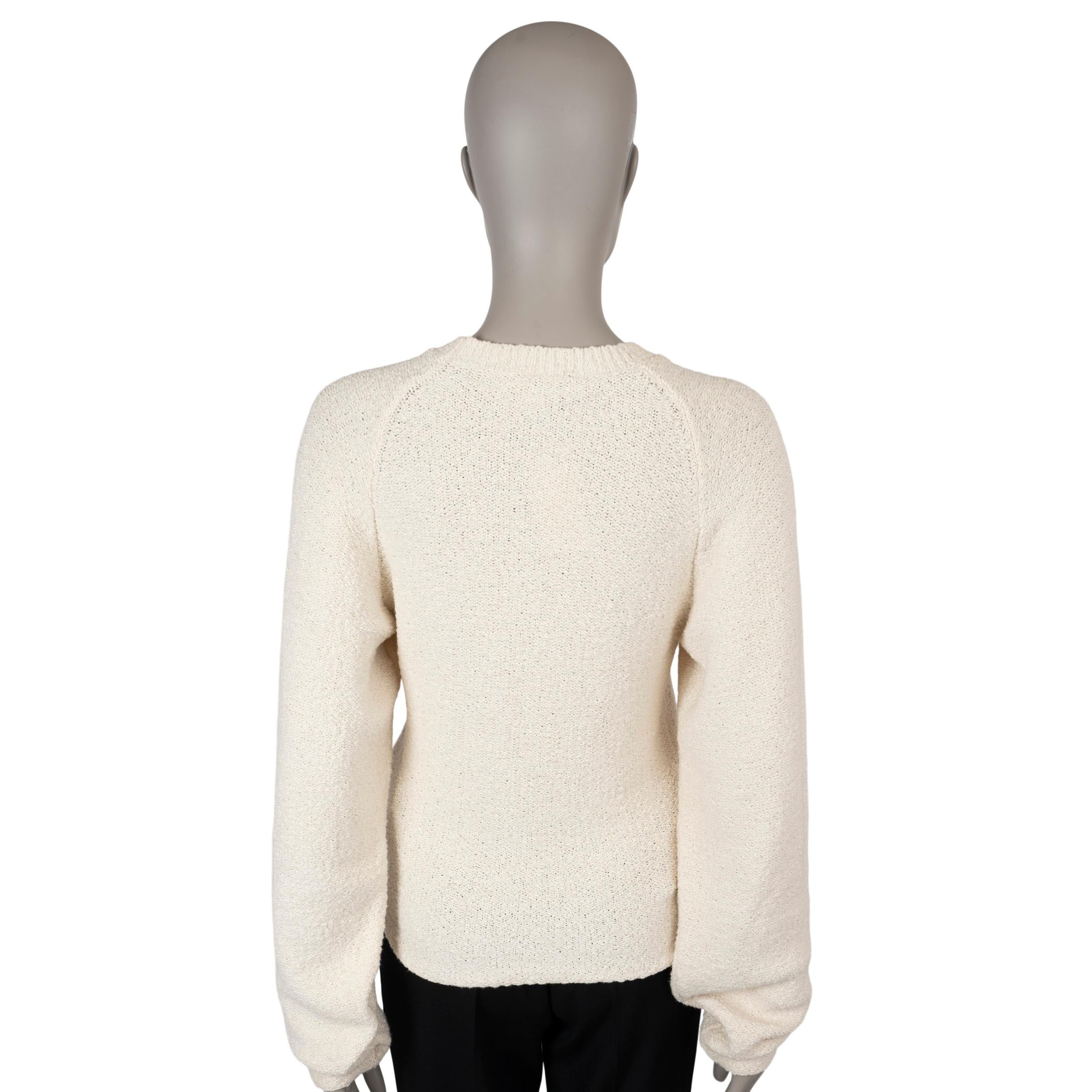 Beige VICTORIA BECKHAM cream cotton blend BOUCLE KNIT Sweater S For Sale