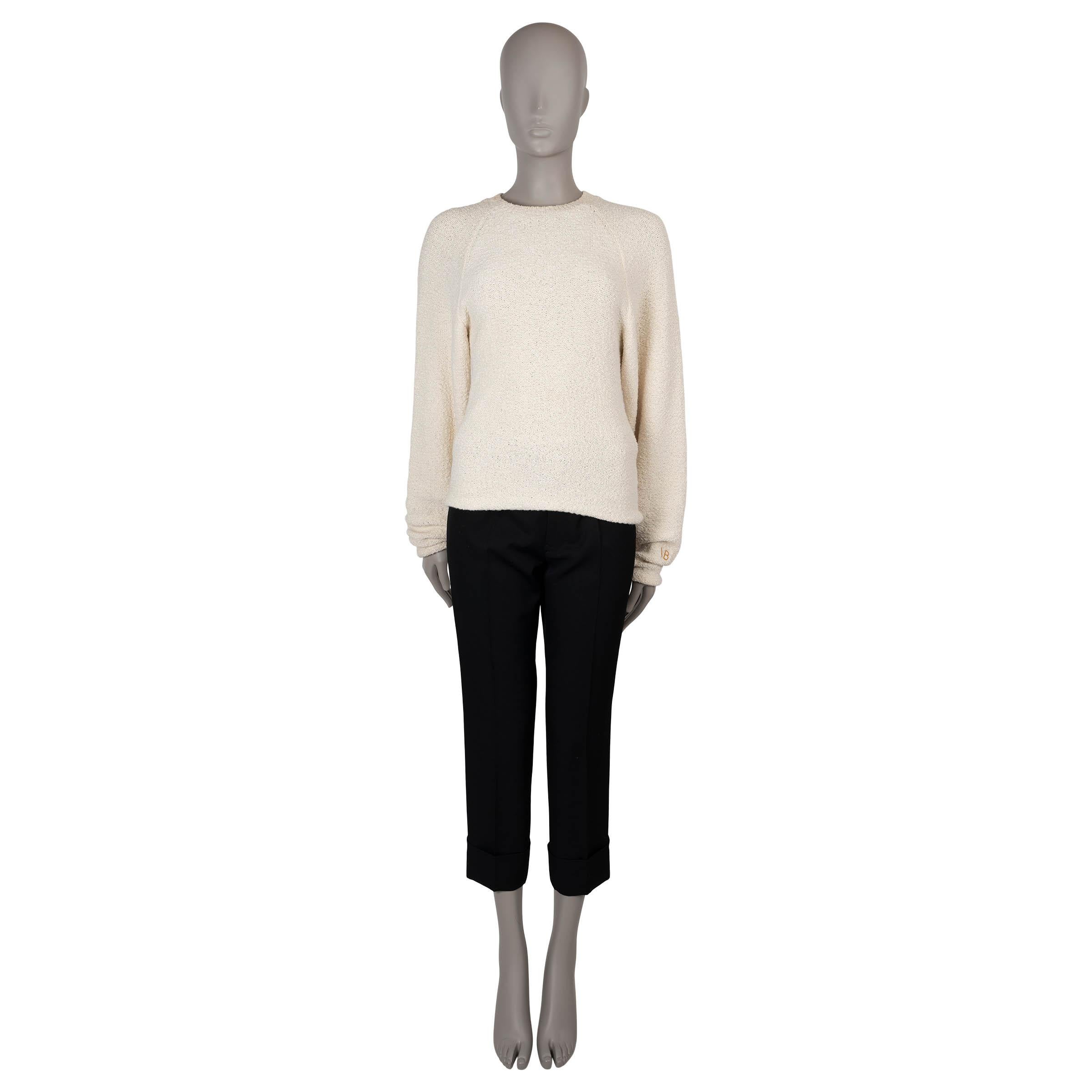 VICTORIA BECKHAM cream cotton blend BOUCLE KNIT Sweater S In Excellent Condition For Sale In Zürich, CH