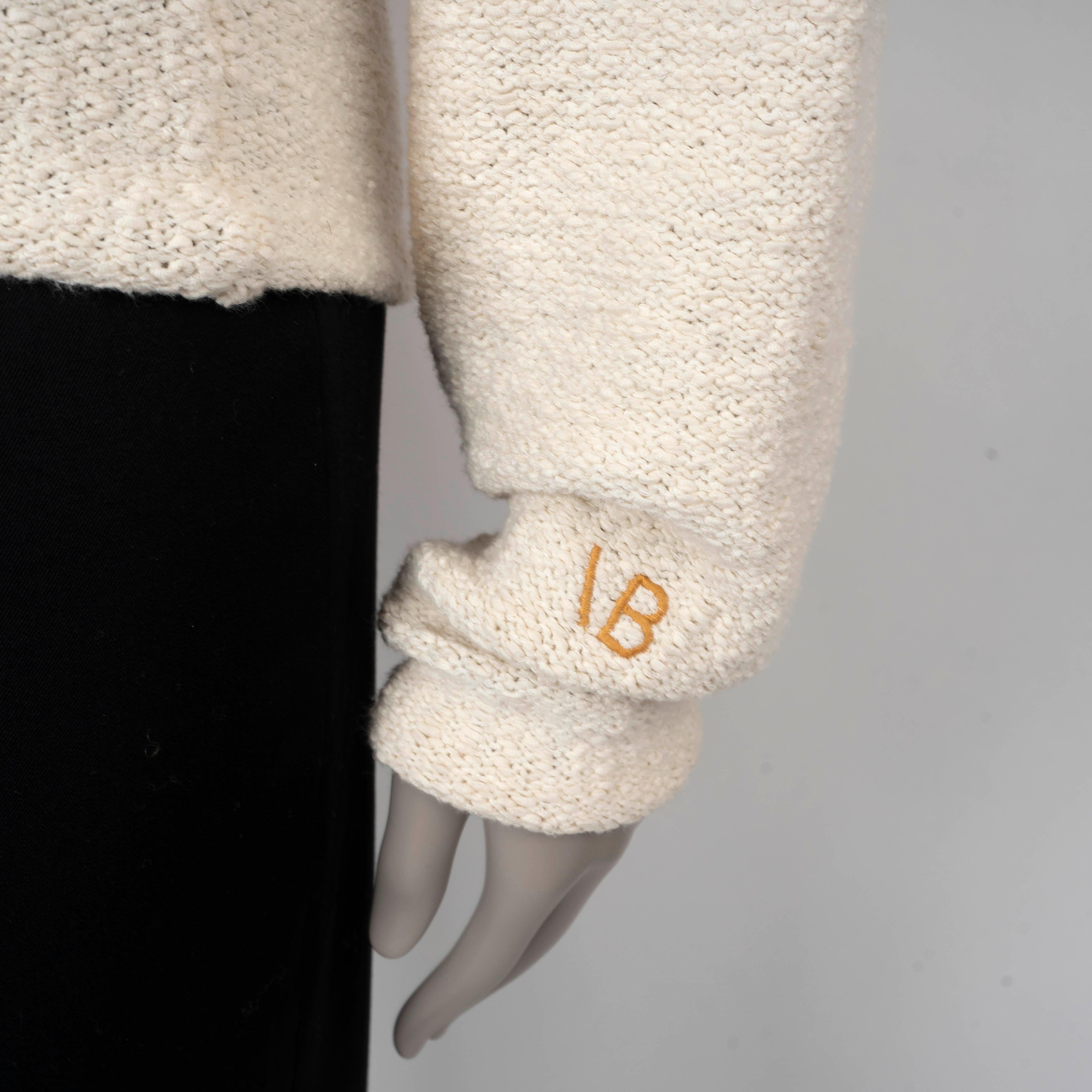 VICTORIA BECKHAM cream cotton blend BOUCLE KNIT Sweater S For Sale 1