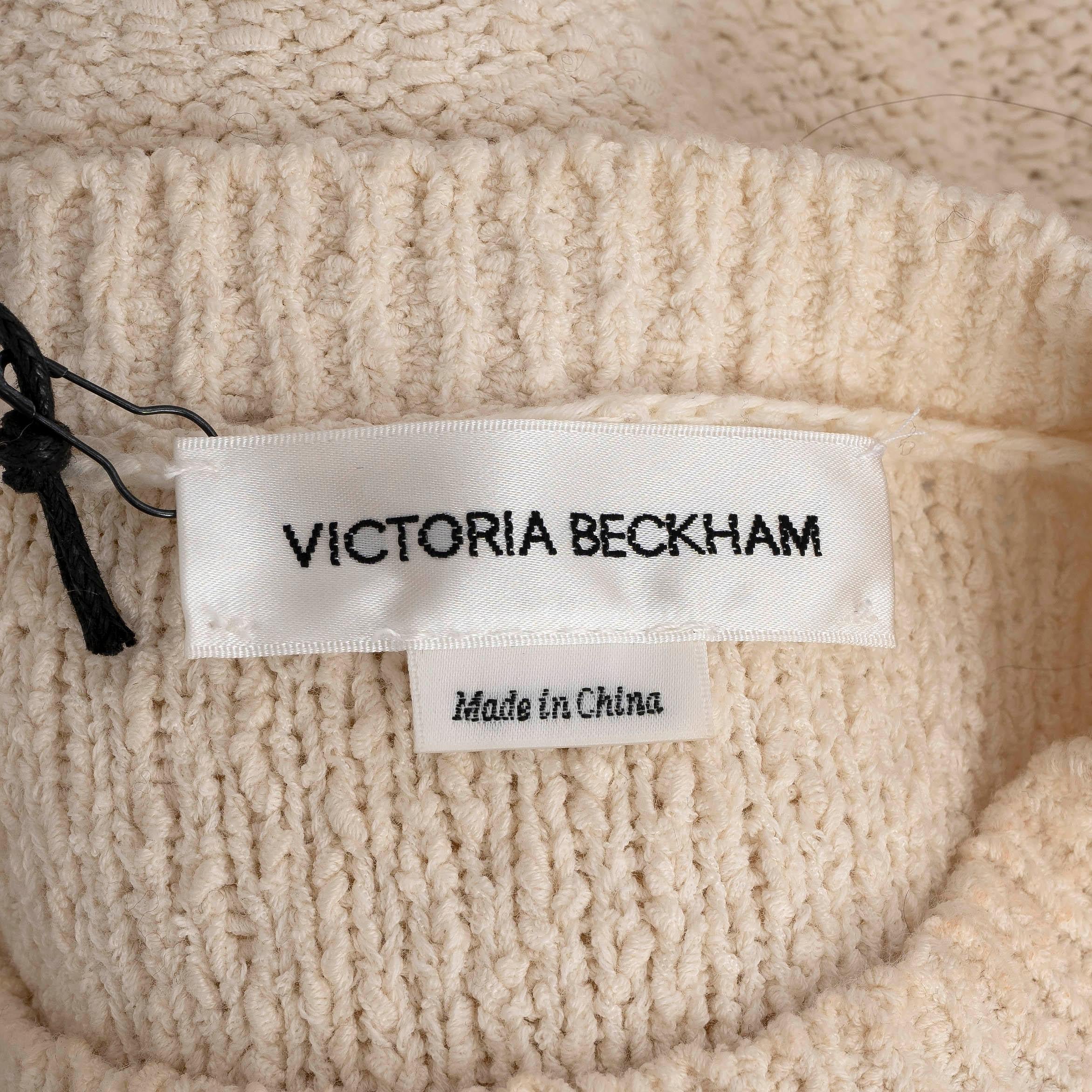 VICTORIA BECKHAM cream cotton blend BOUCLE KNIT Sweater S For Sale 2