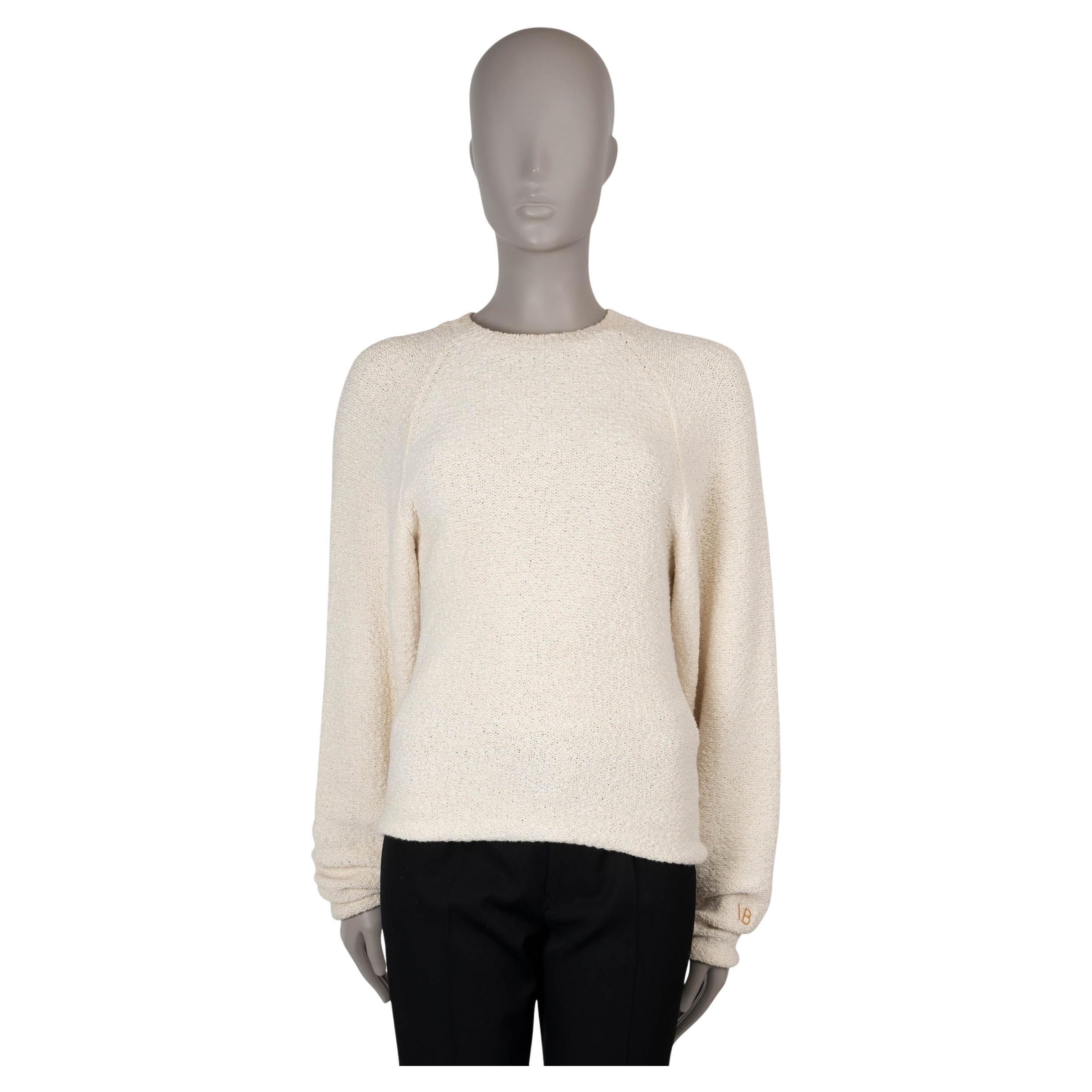 VICTORIA BECKHAM cream cotton blend BOUCLE KNIT Sweater S For Sale