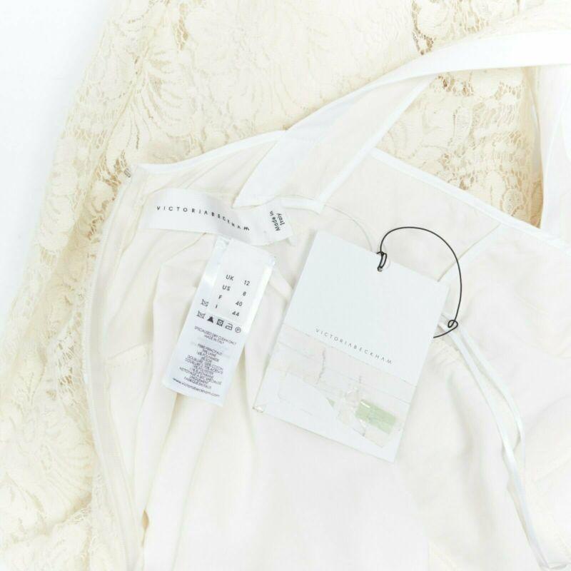 VICTORIA BECKHAM vestido con cuello en V de algodón alce floral crema UK12 M en venta 5