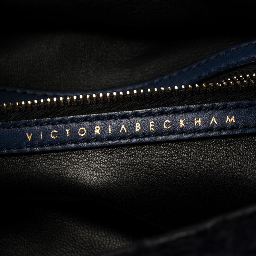 Victoria Beckham Dark Blue Shearling Spiral Clutch 1