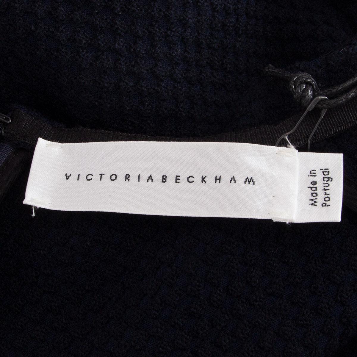 Black VICTORIA BECKHAM dark blue wool BUTTONE Vest Tank Top Shirt 12 M For Sale