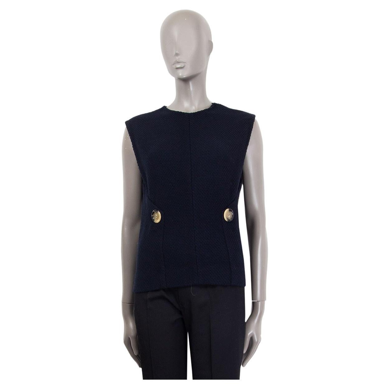 Victoria Beckham Canottiera in lana blu scuro BUTTONE Camicia 12 M