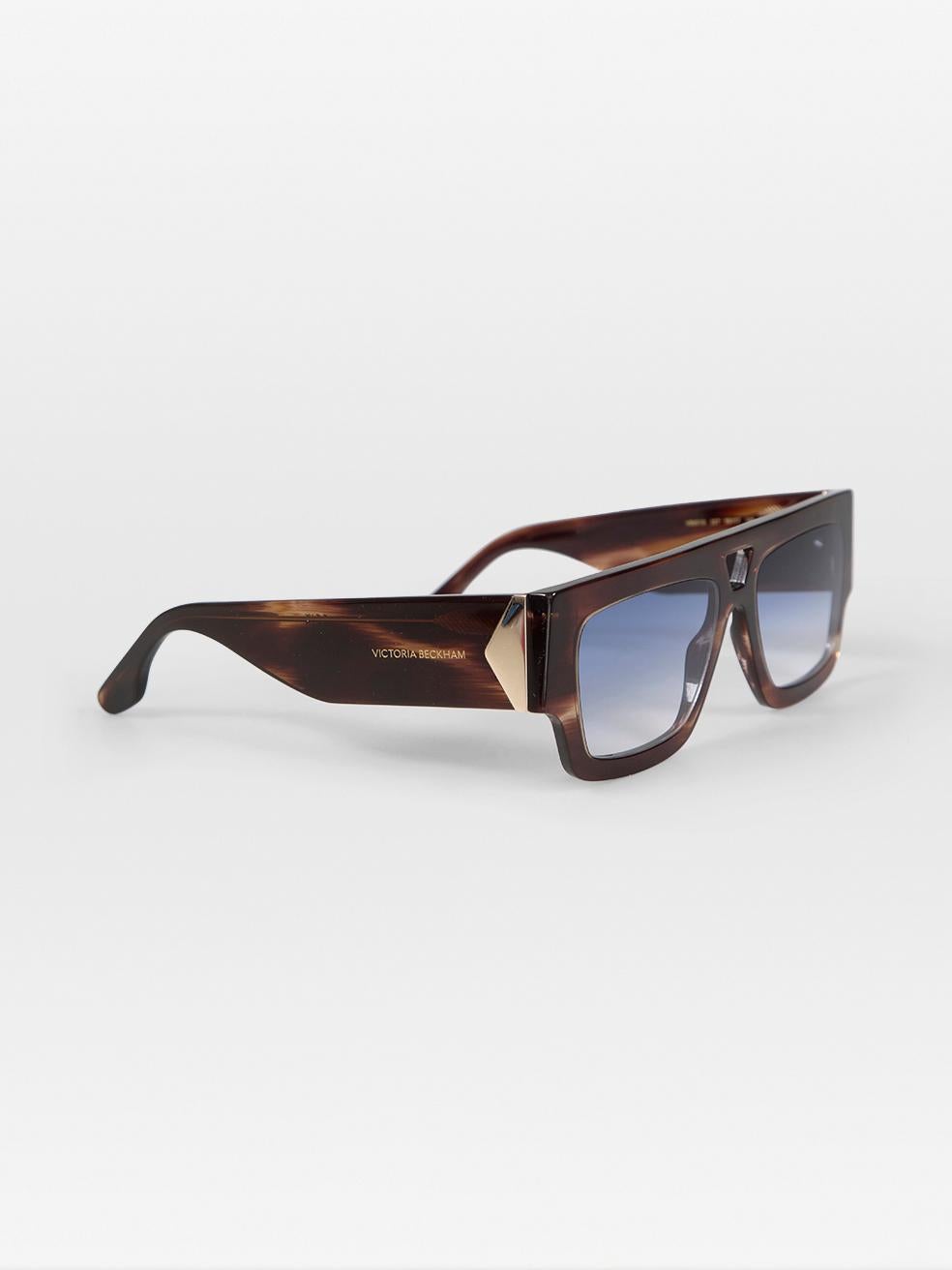 Gray Victoria Beckham Dark Brown Square Gradient Sunglasses For Sale
