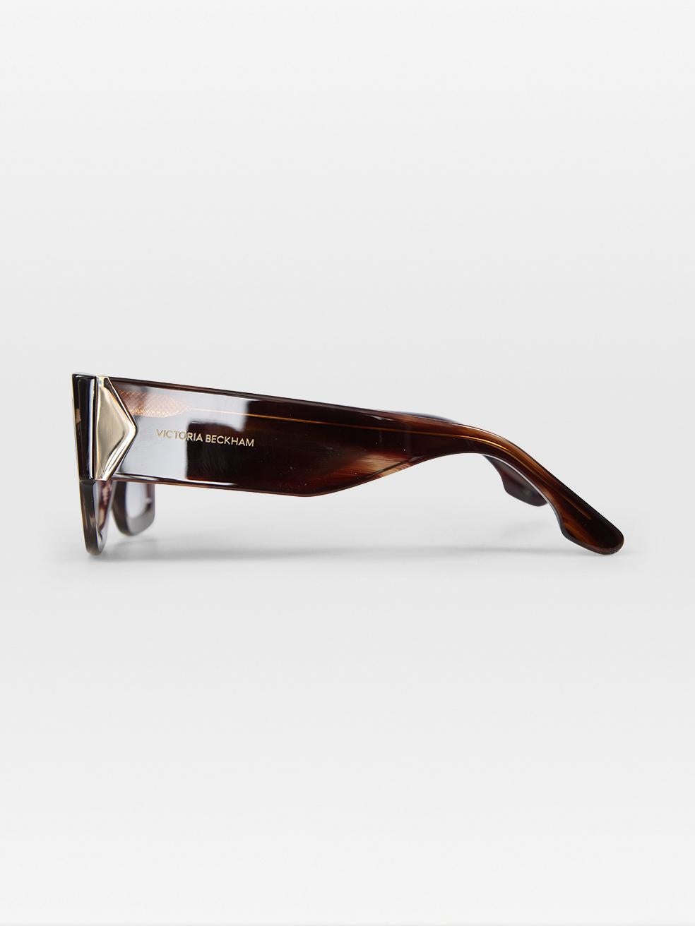 Women's Victoria Beckham Dark Brown Square Gradient Sunglasses For Sale