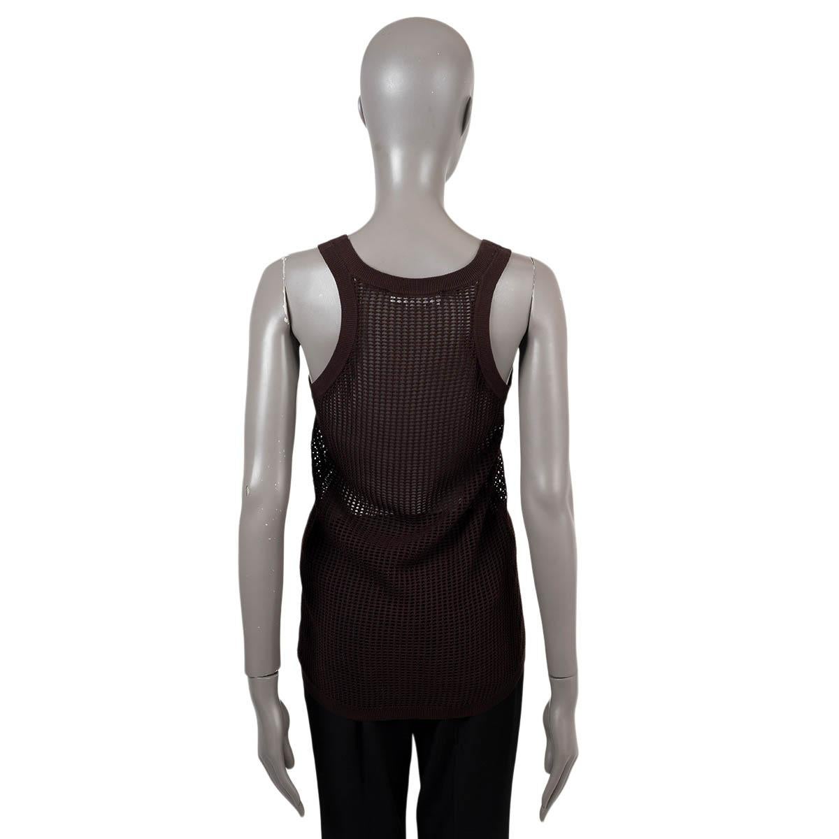 Black VICTORIA BECKHAM dark brown viscose 2023 OPEN KNIT Tank Top Shirt M For Sale