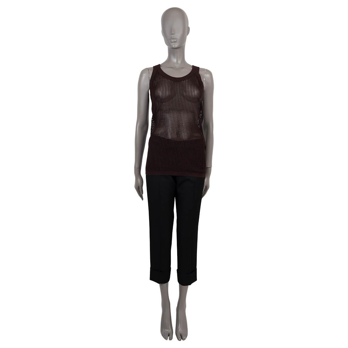 Women's VICTORIA BECKHAM dark brown viscose 2023 OPEN KNIT Tank Top Shirt M For Sale