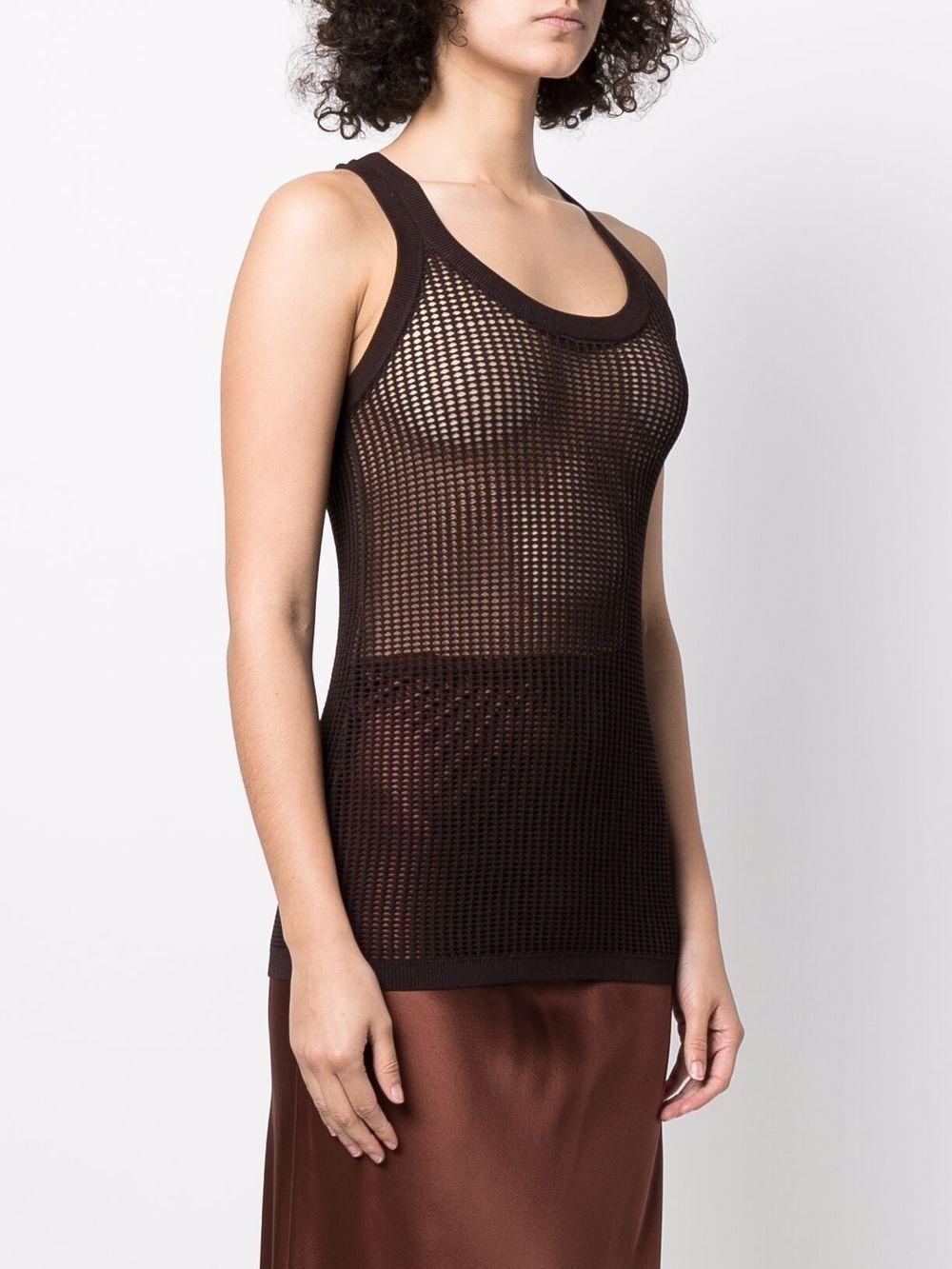 VICTORIA BECKHAM dark brown viscose 2023 OPEN KNIT Tank Top Shirt M For Sale 2