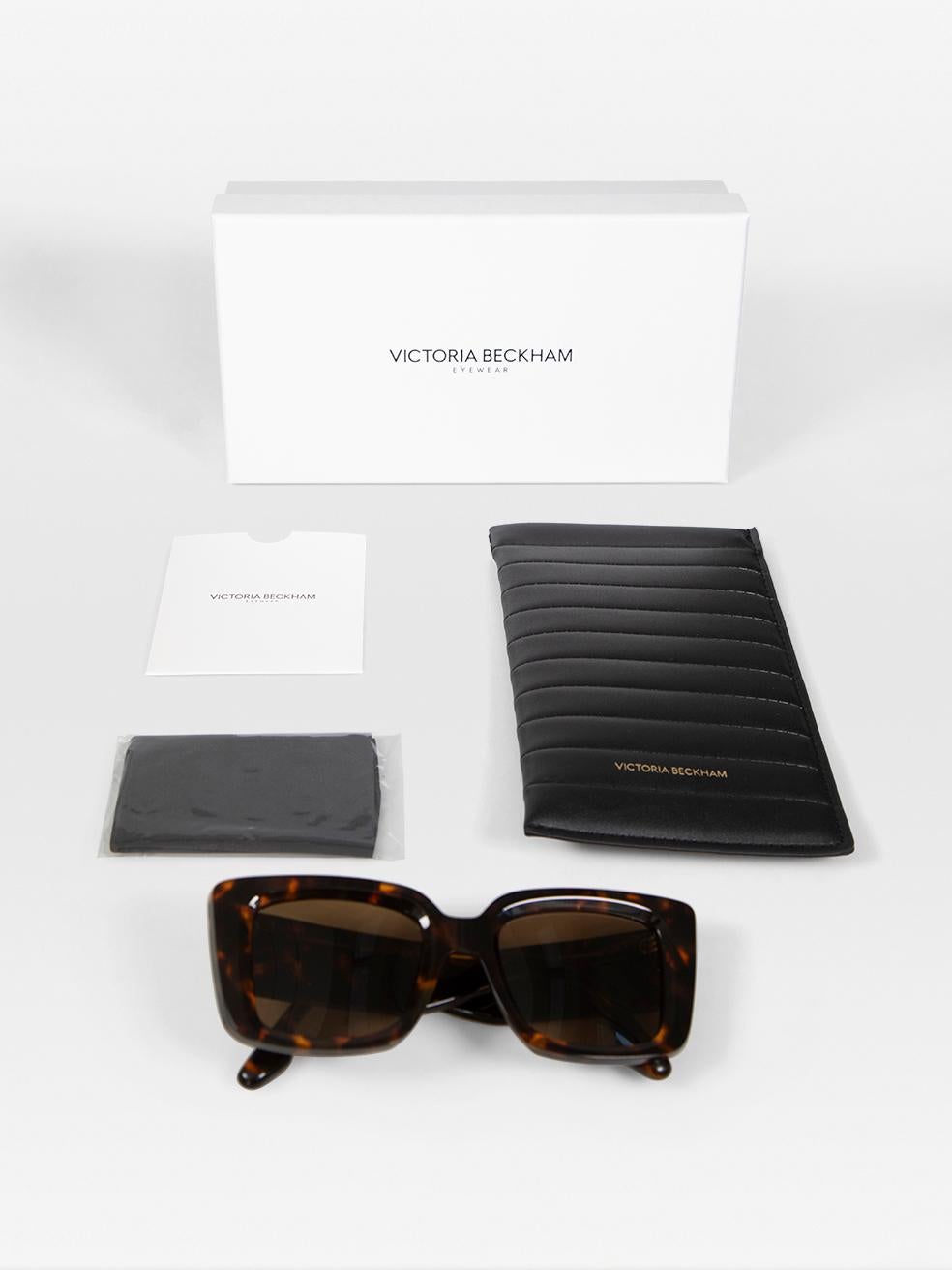 Victoria Beckham Dark Havana Tinted Rectangular Sunglasses For Sale 5