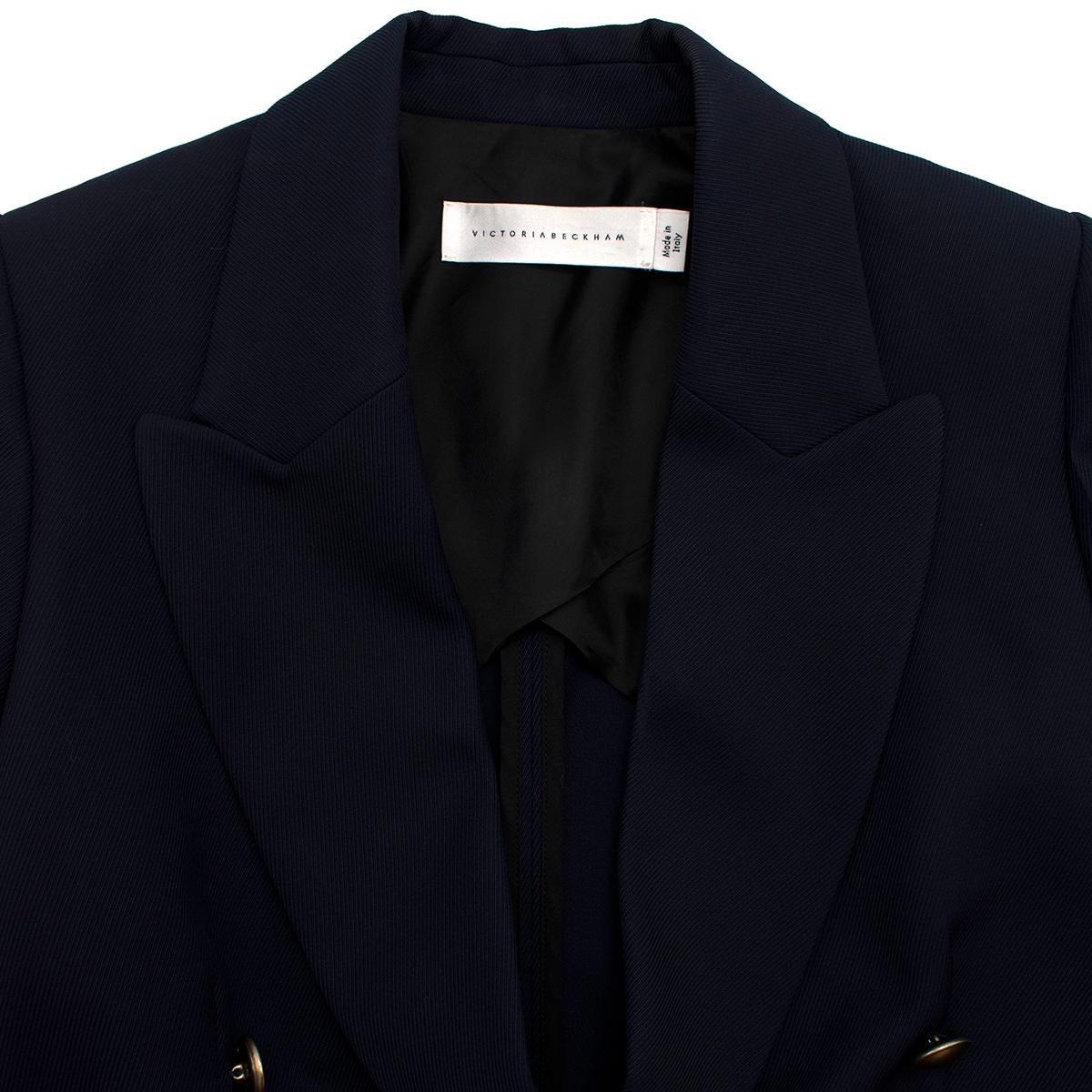 Black Victoria Beckham Double Breasted Navy Blazer - US size 4 For Sale
