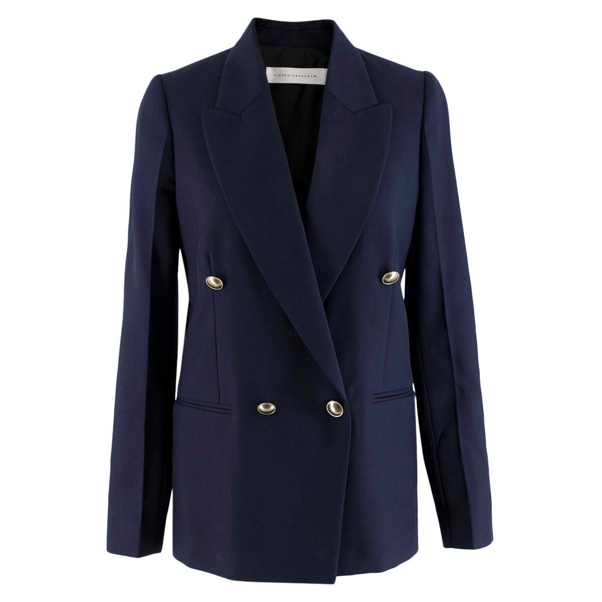 Victoria Beckham Double Breasted Navy Blazer - US size 4 For Sale