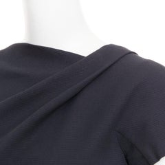 VICTORIA BECKHAM Dress N91 black cotton blend gathered crepe belted dress UK8 S