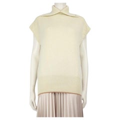 Victoria Beckham Ecru Cashmere Logo High Neck Top Size L