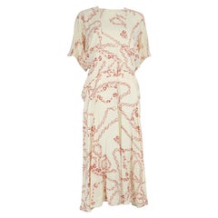Victoria Beckham Ecru Chain Print Batwing Midi Dress Size XXL