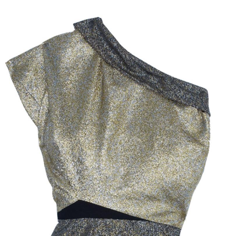 Victoria Beckham Fall 2010 Metallic One-Shoulder Cocktail Dress S 1