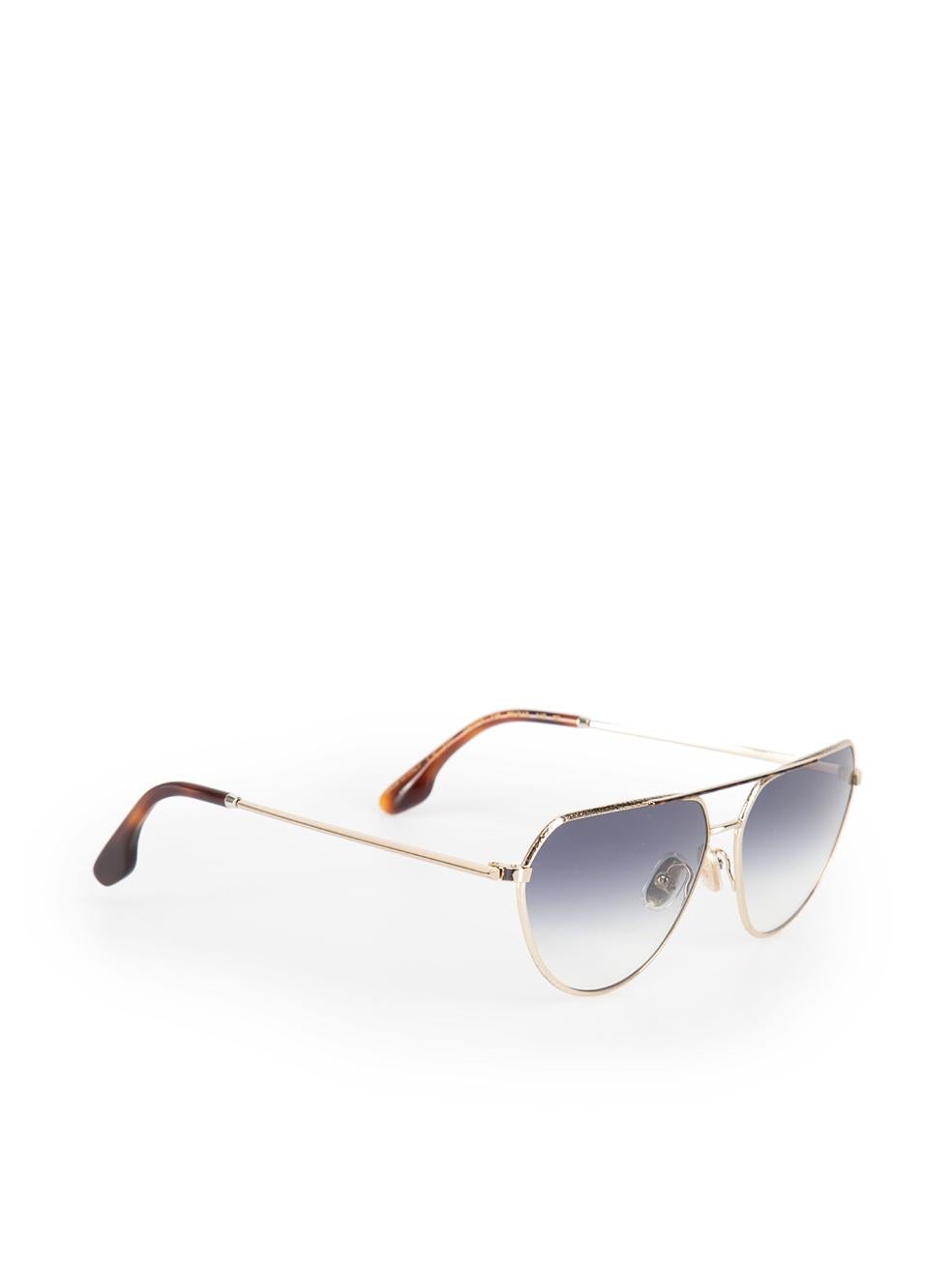 Gray Victoria Beckham Gold & Blue Gradient Pilot Sunglasses