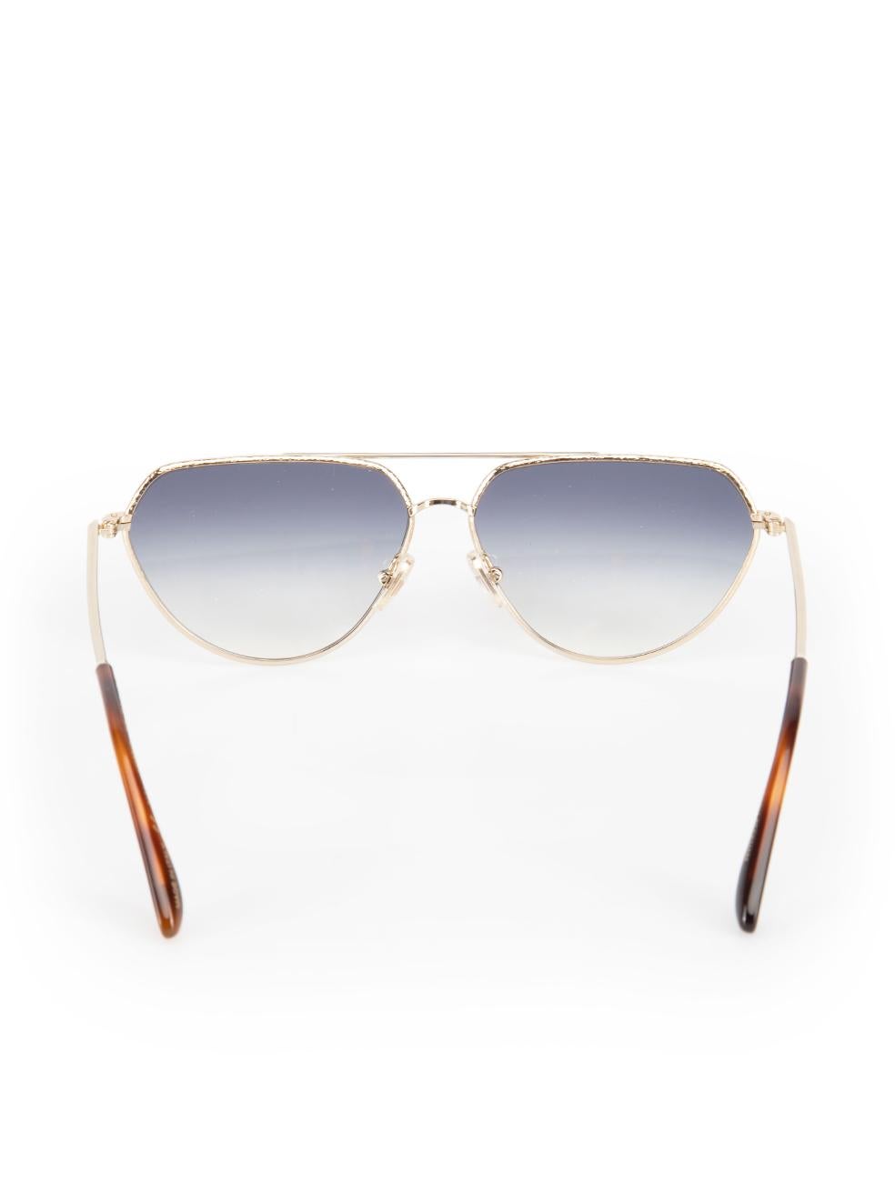 Victoria Beckham Gold & Blue Gradient Pilot Sunglasses In New Condition In London, GB