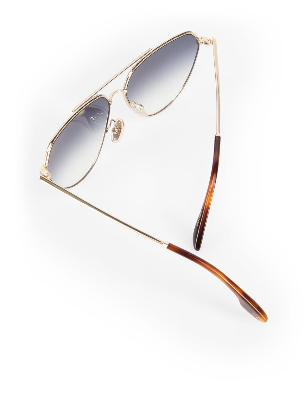 Victoria Beckham Gold & Blue Gradient Pilot Sunglasses 1
