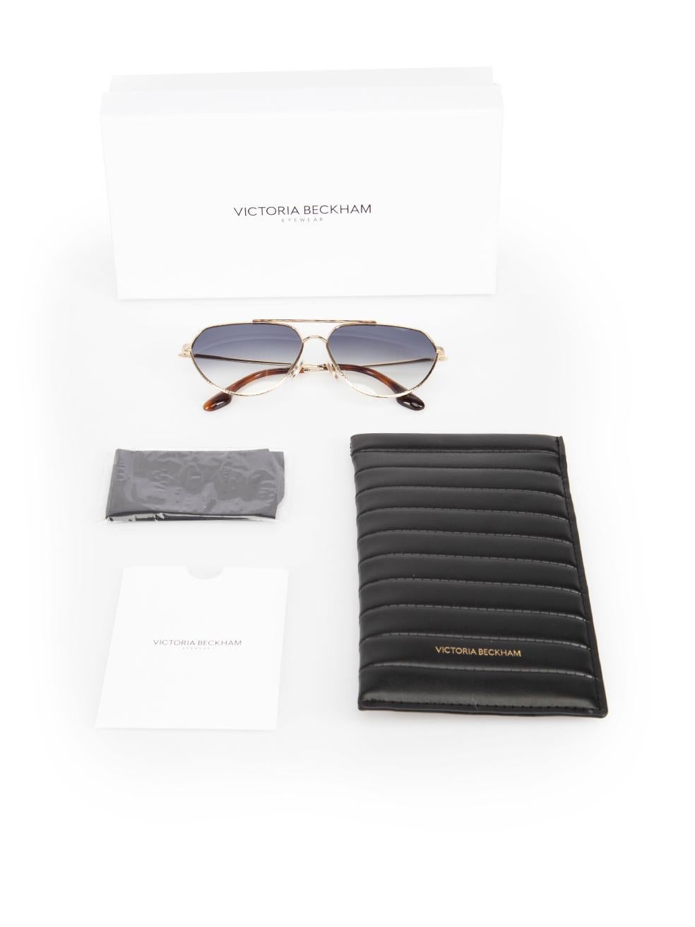 Victoria Beckham Gold & Blue Gradient Pilot Sunglasses 3