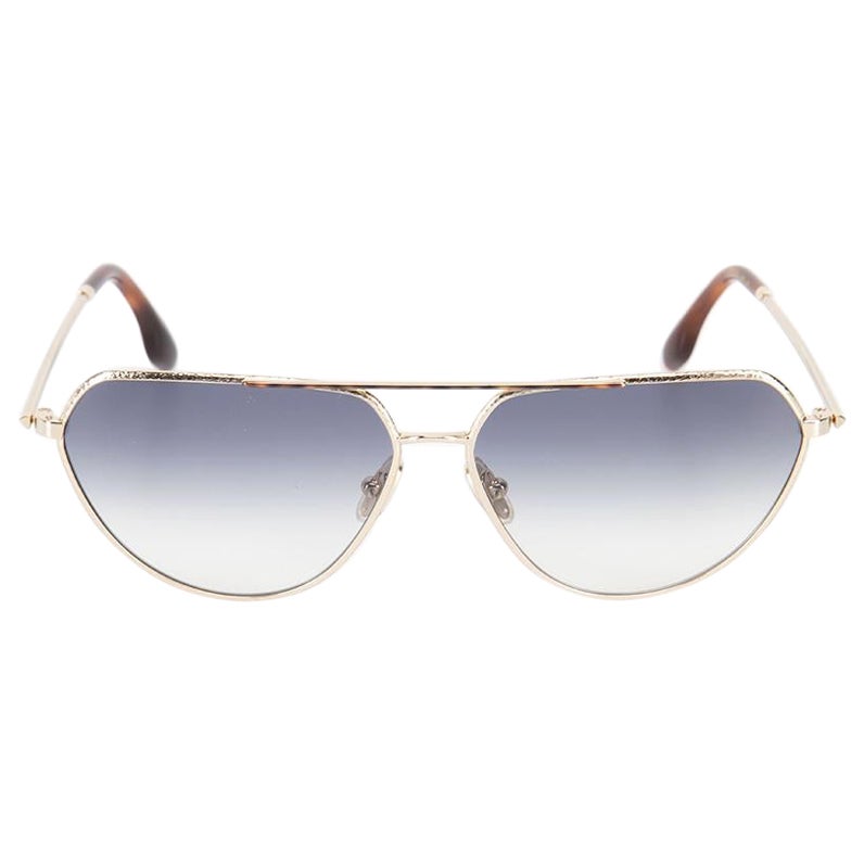 Victoria Beckham Gold 
Blue Gradient Pilot Sunglasses