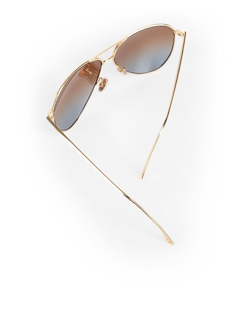 Victoria Beckham Gold and Brick Blue Gradient Sunglasses at 1stDibs - Main Image