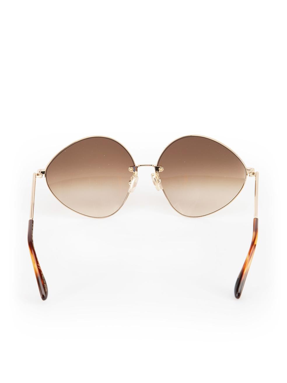 Women's Victoria Beckham Gold & Brown Geometric Sunglasses