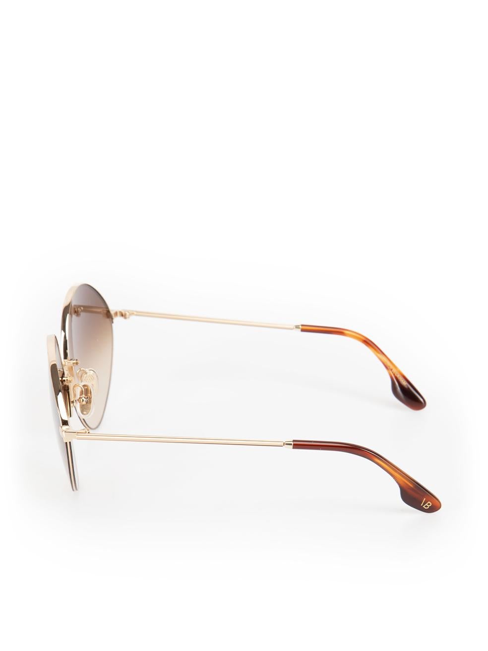 Victoria Beckham Gold & Brown Geometric Sunglasses 1