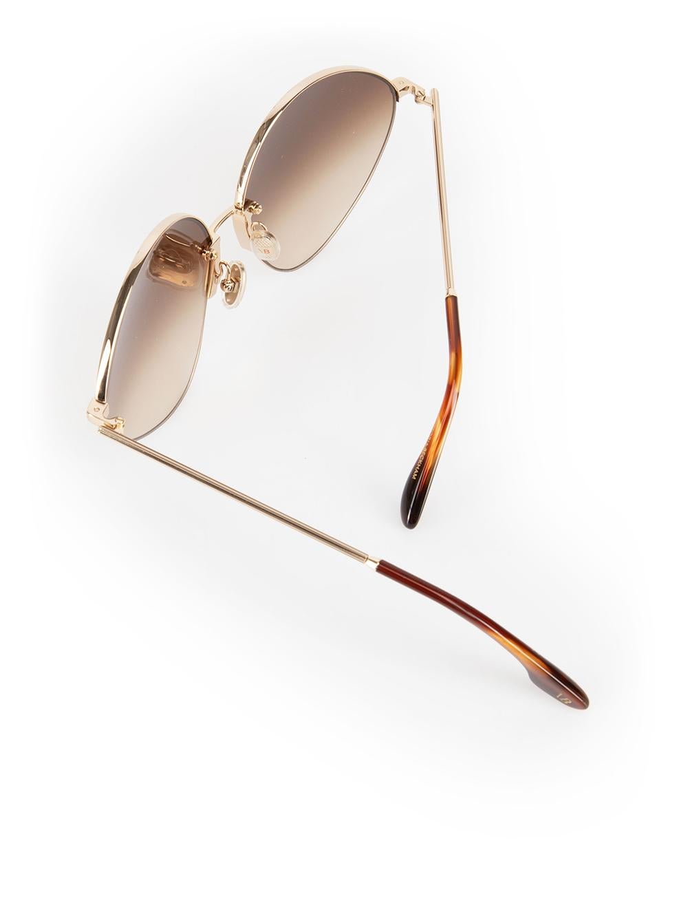 Victoria Beckham Gold & Brown Geometric Sunglasses 2