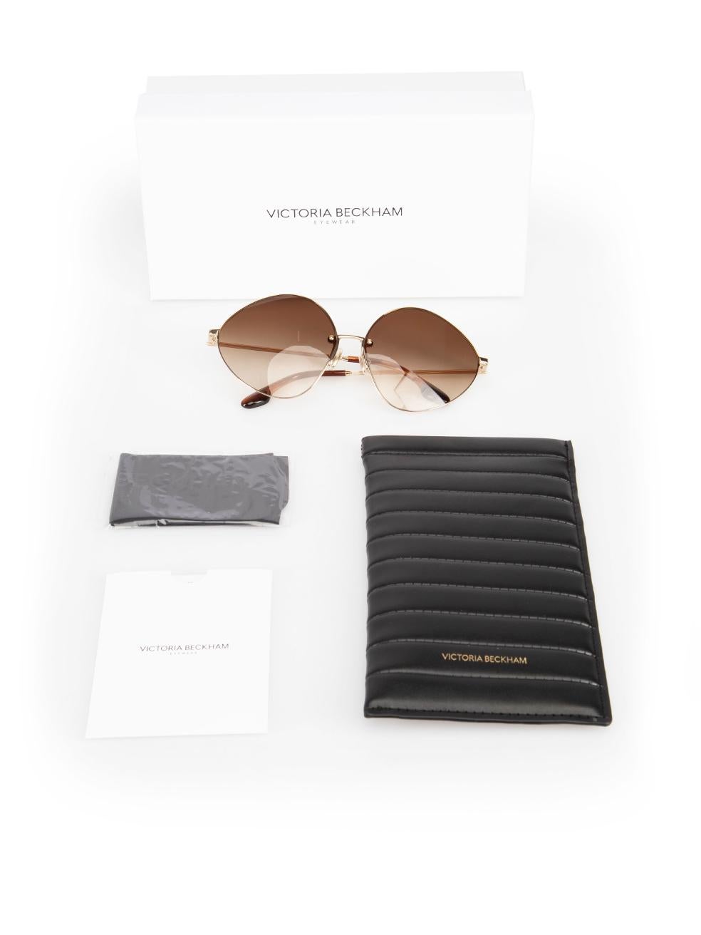 Victoria Beckham Gold & Brown Geometric Sunglasses 4
