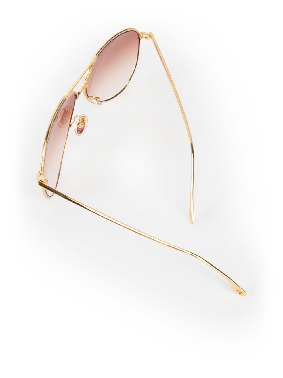 Victoria Beckham Gold Gradient Aviator Sunglasses 3