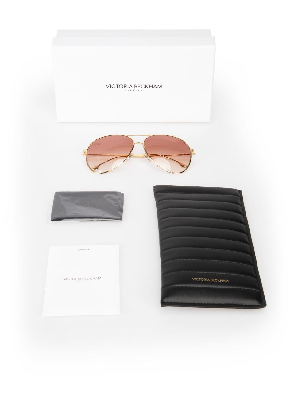 Victoria Beckham Gold Gradient Aviator Sunglasses 4