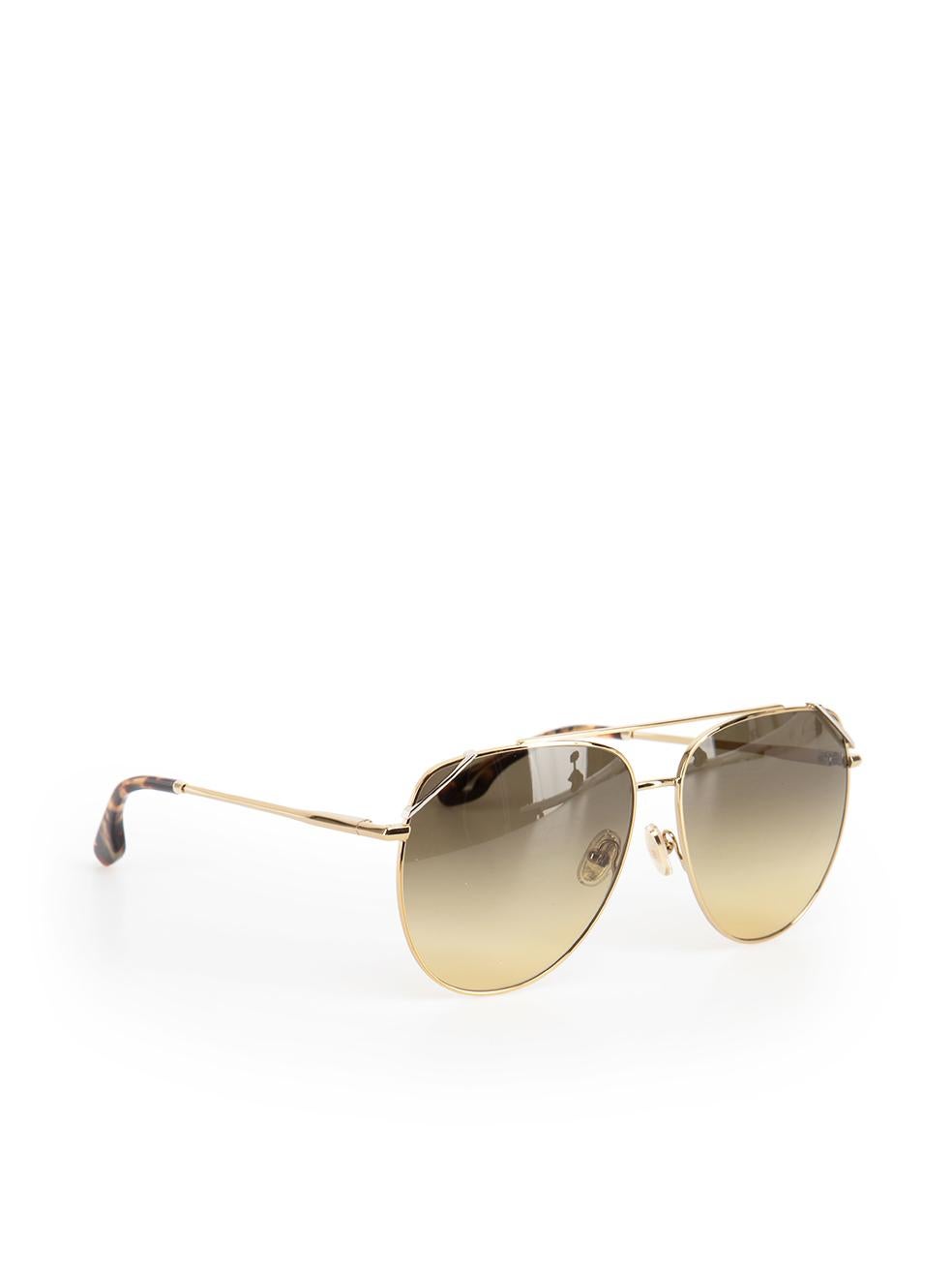 Victoria Beckham Gold & Khaki Gradient Sunglasses In New Condition In London, GB