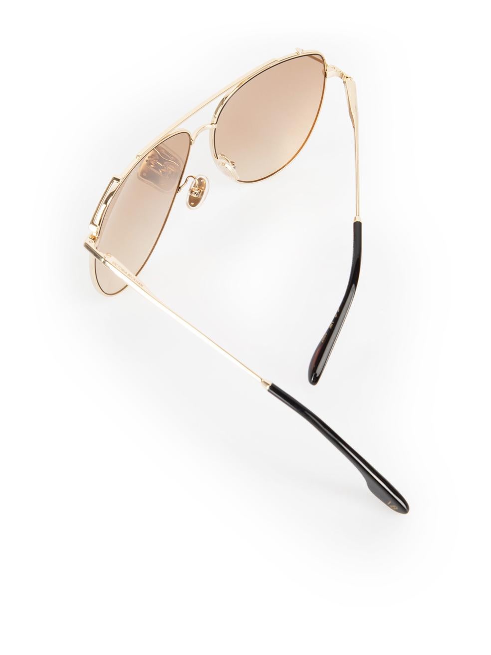 Victoria Beckham Gold Metal Aviator Frame Sunglasses 2