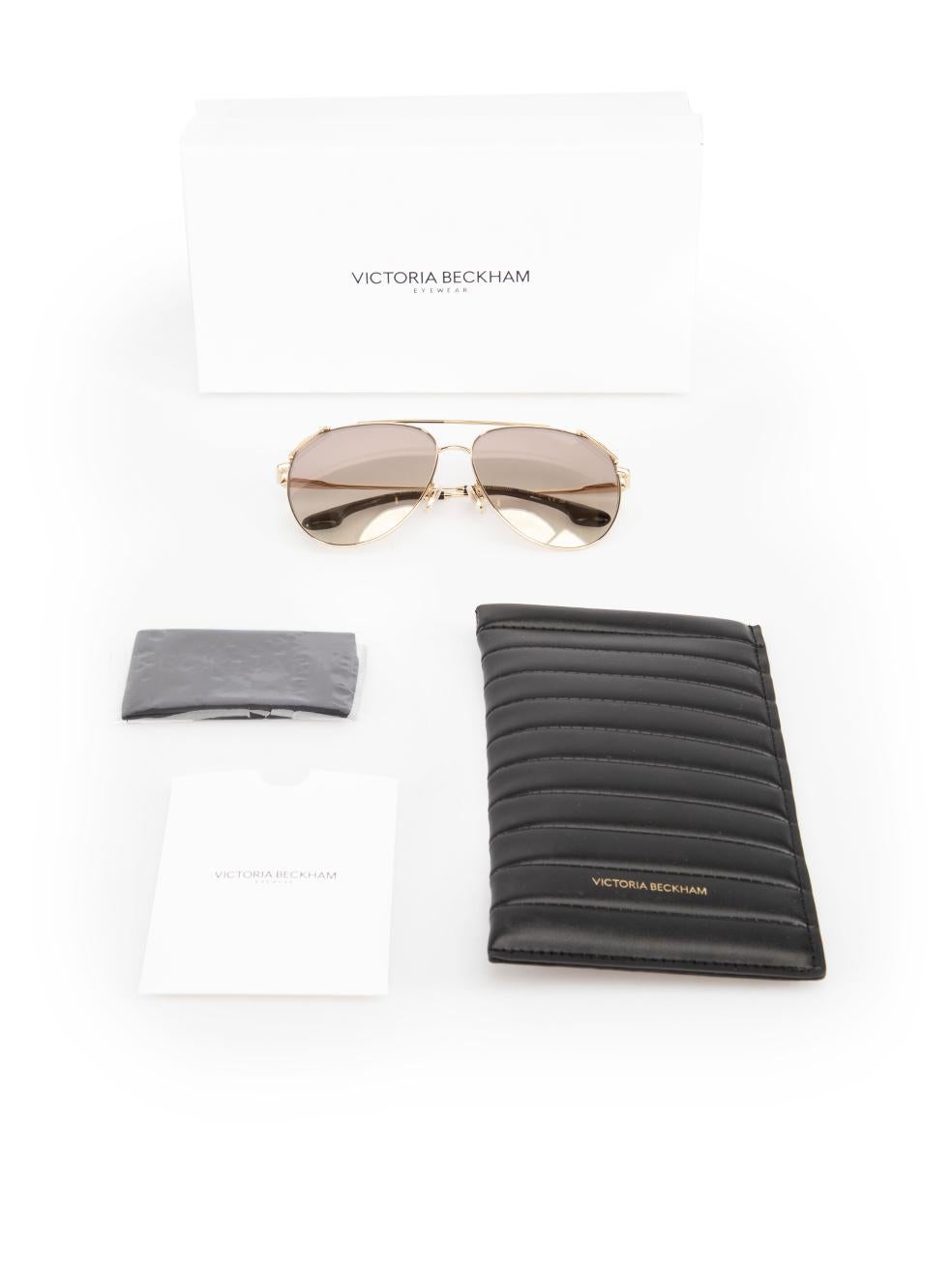 Victoria Beckham Gold Metal Aviator Frame Sunglasses 4