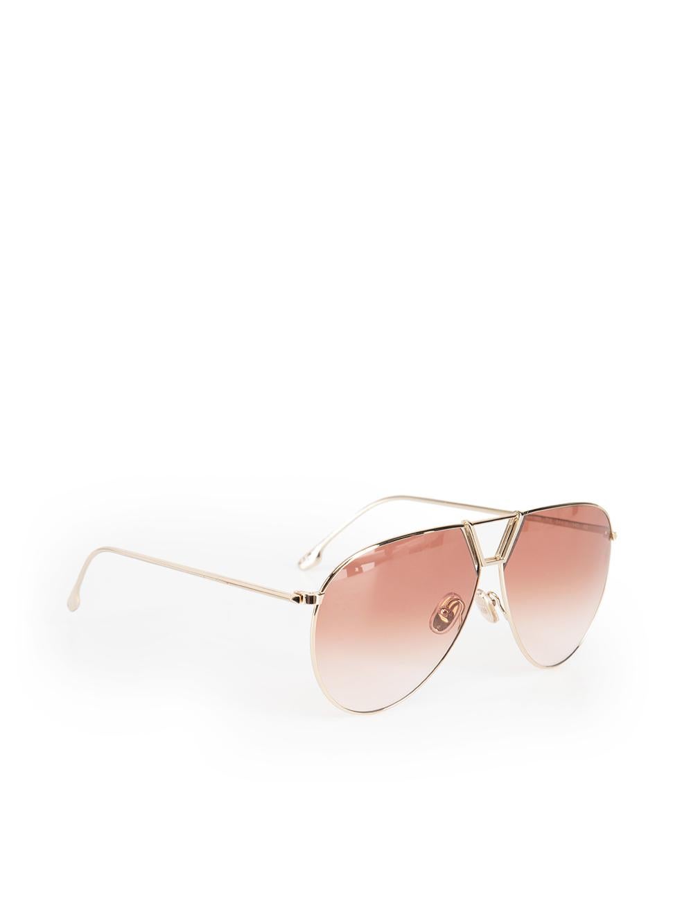 Victoria Beckham Gold Metal Gradient Aviator Sunglasses In New Condition In London, GB