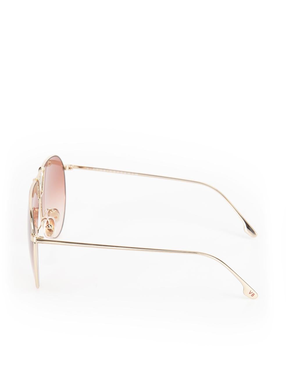 Victoria Beckham Gold Metal Gradient Aviator Sunglasses 1