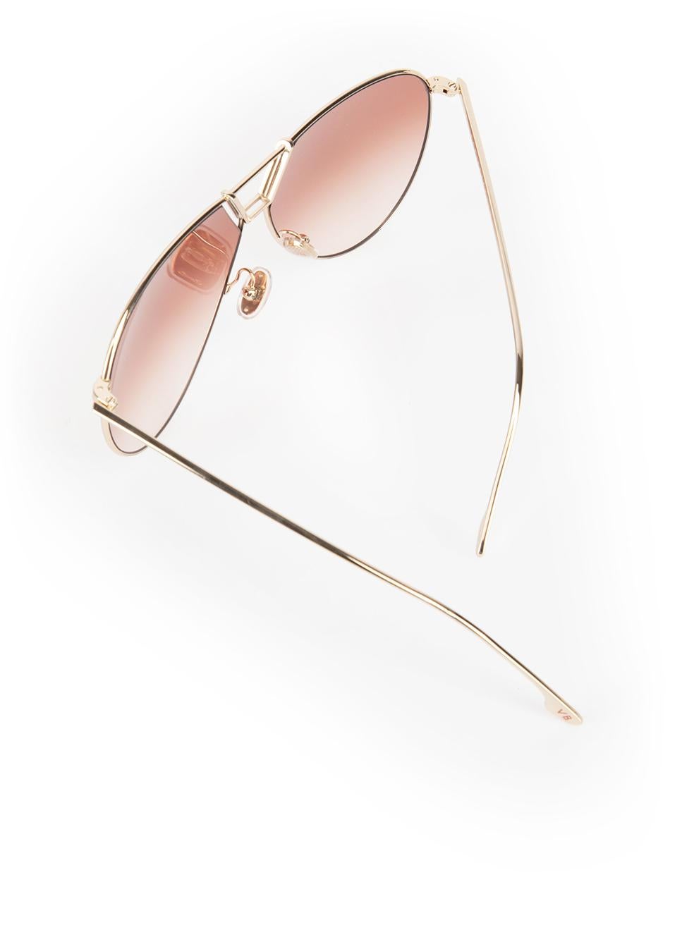 Victoria Beckham Gold Metal Gradient Aviator Sunglasses 2