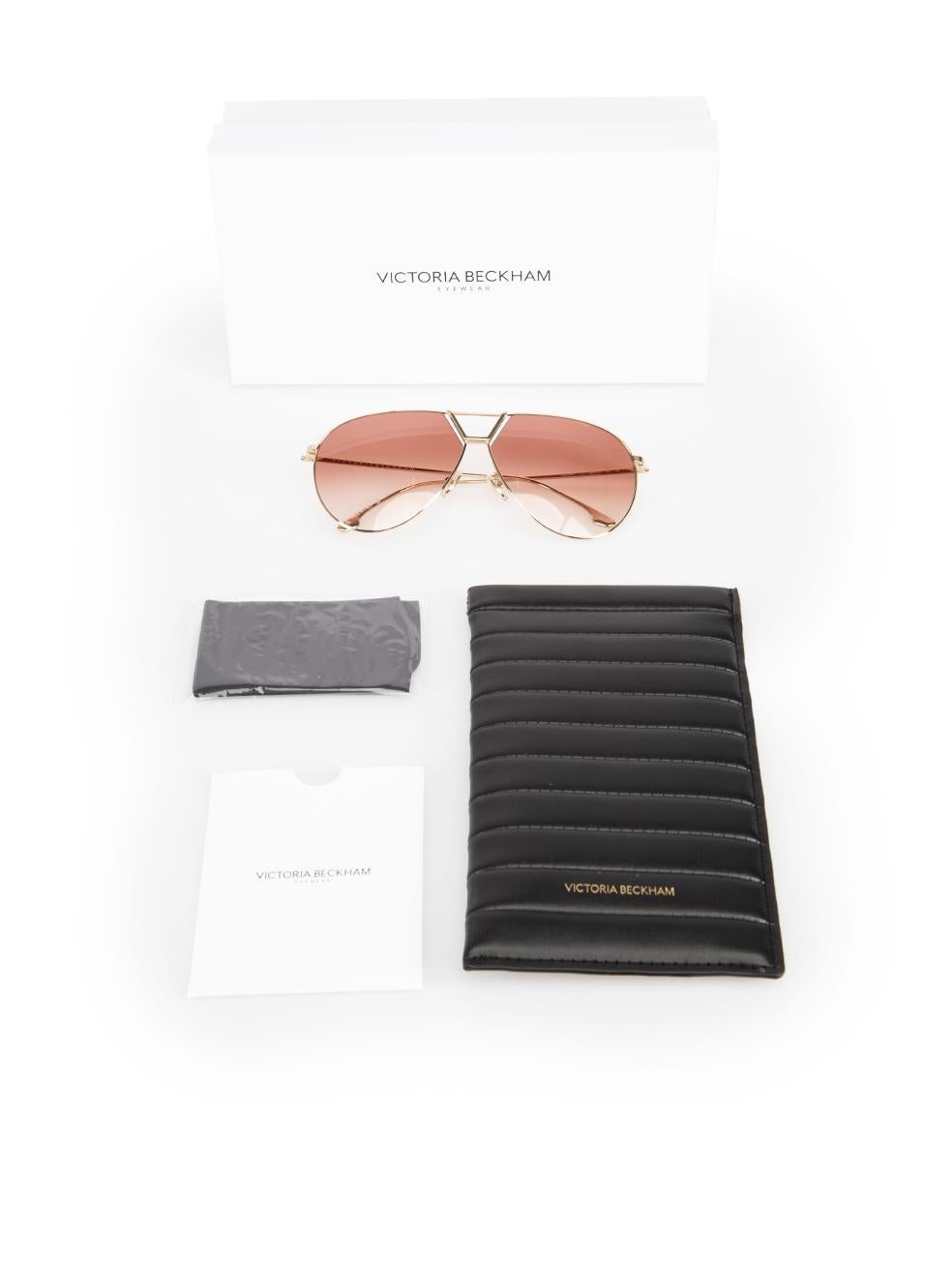 Victoria Beckham Gold Metal Gradient Aviator Sunglasses 4