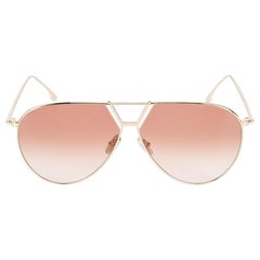 Victoria Beckham Gold Metal Gradient Aviator Sunglasses